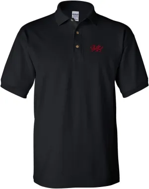 Polo Shirt Wales Flag Dragon Seal Embroidery Country Cotton Golf Shirt for Men - Black, X Large Design Only