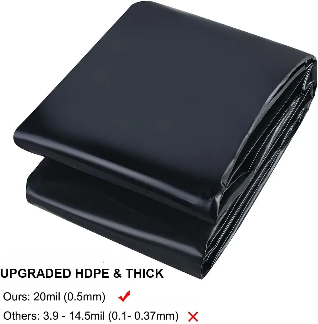 Pond Liner, 20 Mil 7 x 10 Feet Pond Liners for Outdoor Ponds, Black LDPE Fish Pond Liner for Small Ponds, Streams Fountains and Garden Waterfall