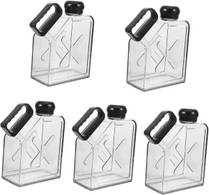 POPETPOP 5pcs Portable Flat Water Bottle Reusable Travel Flask Leakproof A5 Bottle for Bag Travel