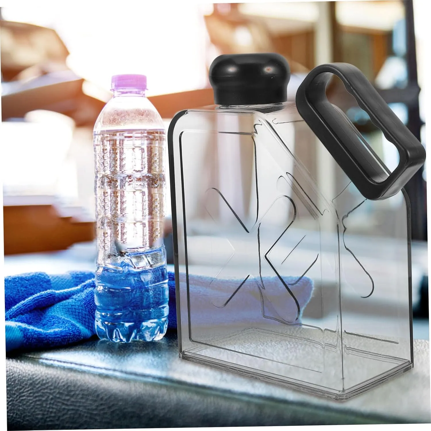 POPETPOP 5pcs Portable Flat Water Bottle Reusable Travel Flask Leakproof A5 Bottle for Bag Travel
