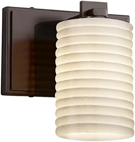 POR-8441-10-SAWT-CROM Limoges Era 1-Light Wall Sconce Finish-Cylinder with Flat Rim Translucent Porcelain Shade, Polished Chrome, Sawtooth Impressions