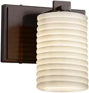 POR-8441-10-SAWT-CROM Limoges Era 1-Light Wall Sconce Finish-Cylinder with Flat Rim Translucent Porcelain Shade, Polished Chrome, Sawtooth Impressions