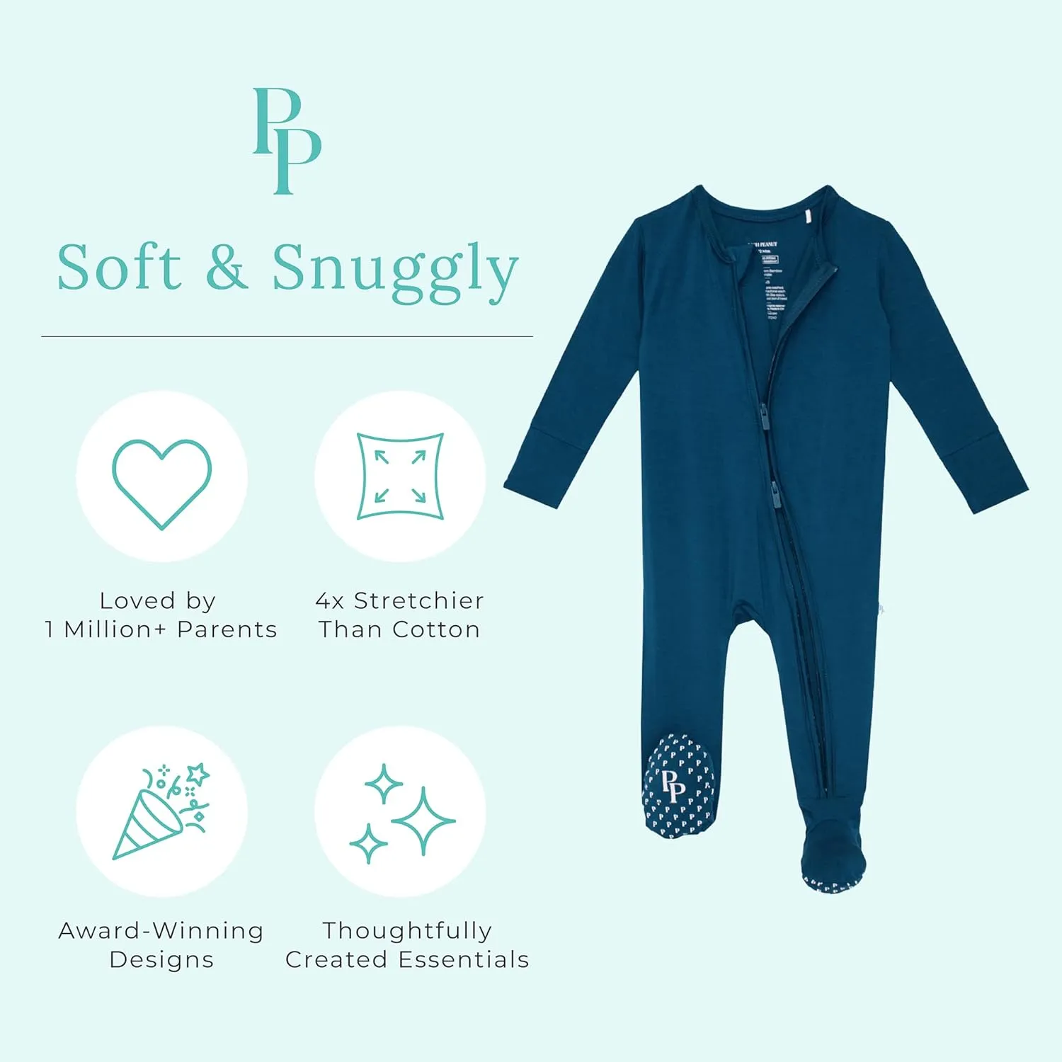 Posh Peanut Baby Boy Footie Pajamas - Soft Viscose Made from Bamboo 2 Way Zipper Sleepers & Onesies