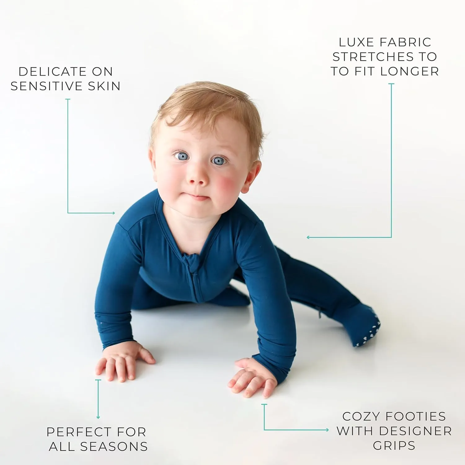 Posh Peanut Baby Boy Footie Pajamas - Soft Viscose Made from Bamboo 2 Way Zipper Sleepers & Onesies