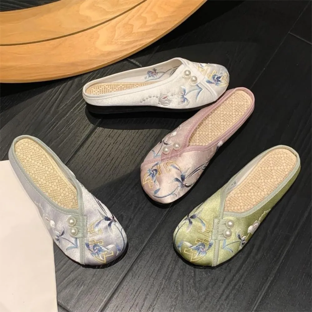 Premium Luxury Asian Satin Silk All Seasons Comfort Women's House Slippers Non Slip Indoor Outdoor Soft Home Slip On Shoes