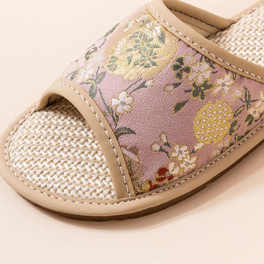 Premium Luxury Satin Silk Royal Style All Seasons Comfort Men's House Linen Slippers Indoor Soft Home Slip On Shoes