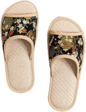 Premium Luxury Satin Silk Royal Style All Seasons Comfort Men's House Linen Slippers Indoor Soft Home Slip On Shoes