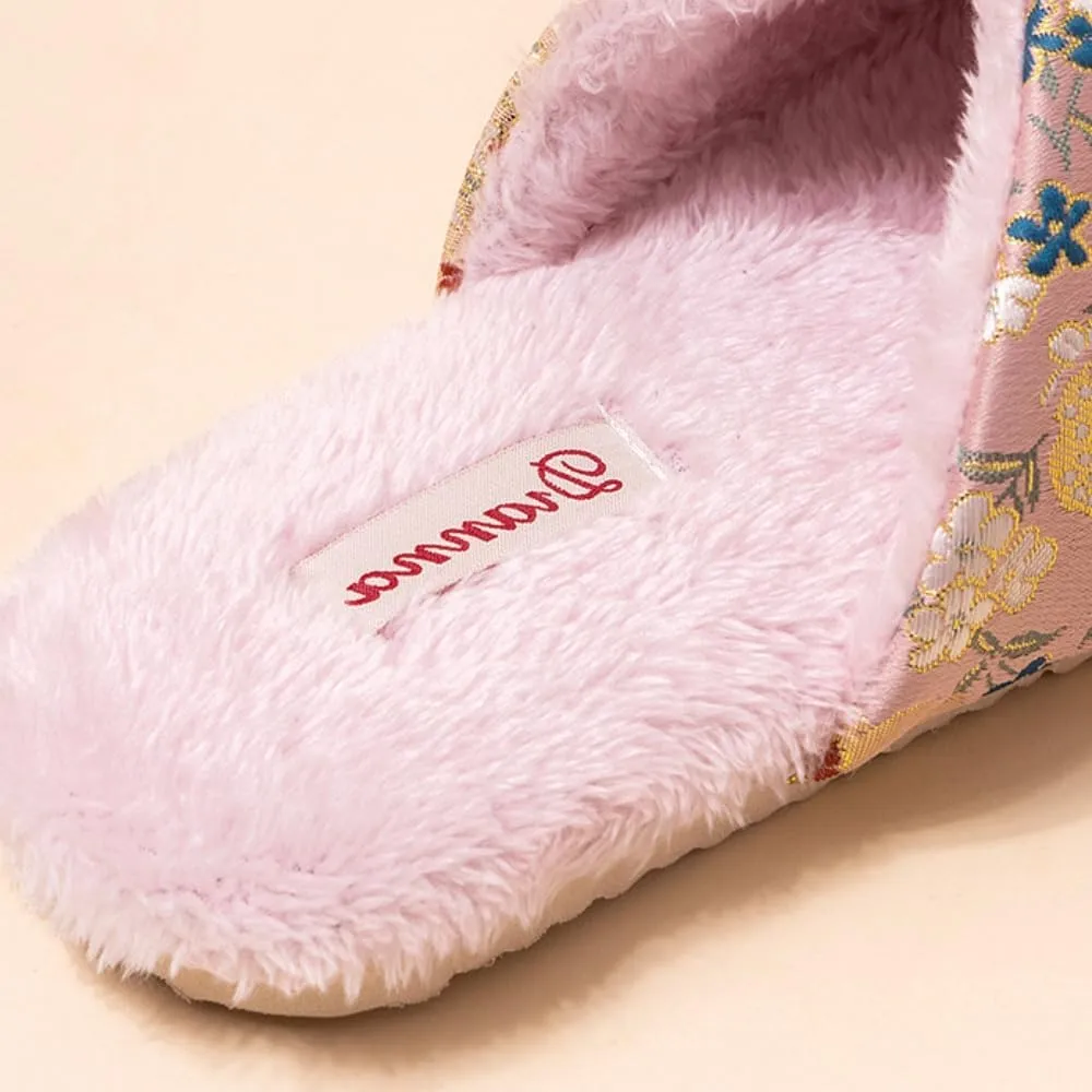 Premium Luxury Satin Silk Royal Style All Seasons Comfort Men's House Slippers Furry Indoor Soft Home Slip On Shoes