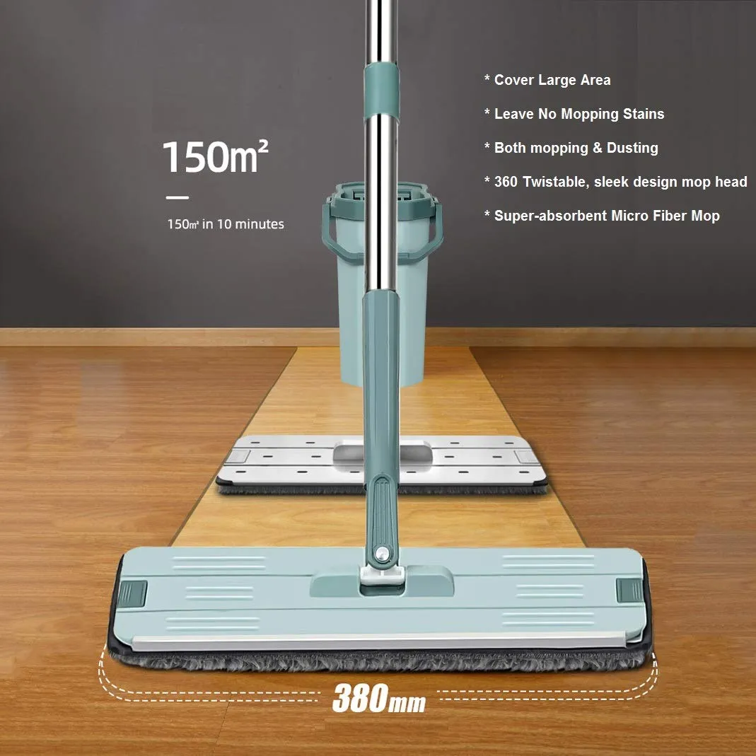 Premium selection System Mop Flexible Squeeze 360° Microfiber Privacy-focused Hands-Free Spin Head Flat