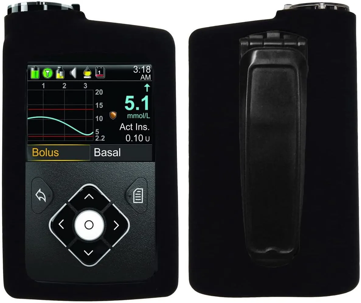 Premium Soft Silicone Case for Medtronic Insulin Pumps (MiniMed 630G MiniMed 640G MiniMed 670G MiniMed 770G) (Black)