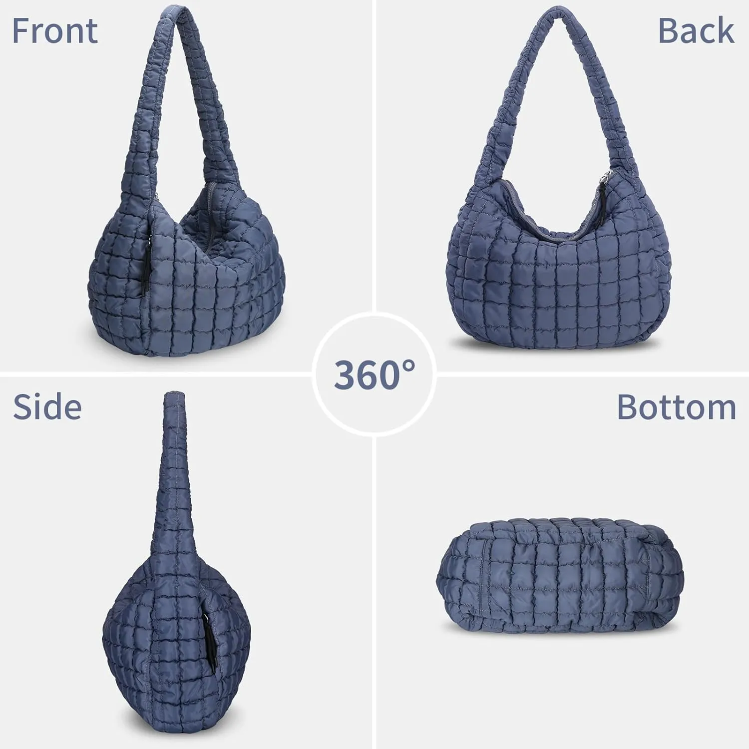 Puffer Tote Bag for Women Large Quilted Carryall Bag Soft Puffy Crossbody Lightweight Shoulder Handbags Work Travel