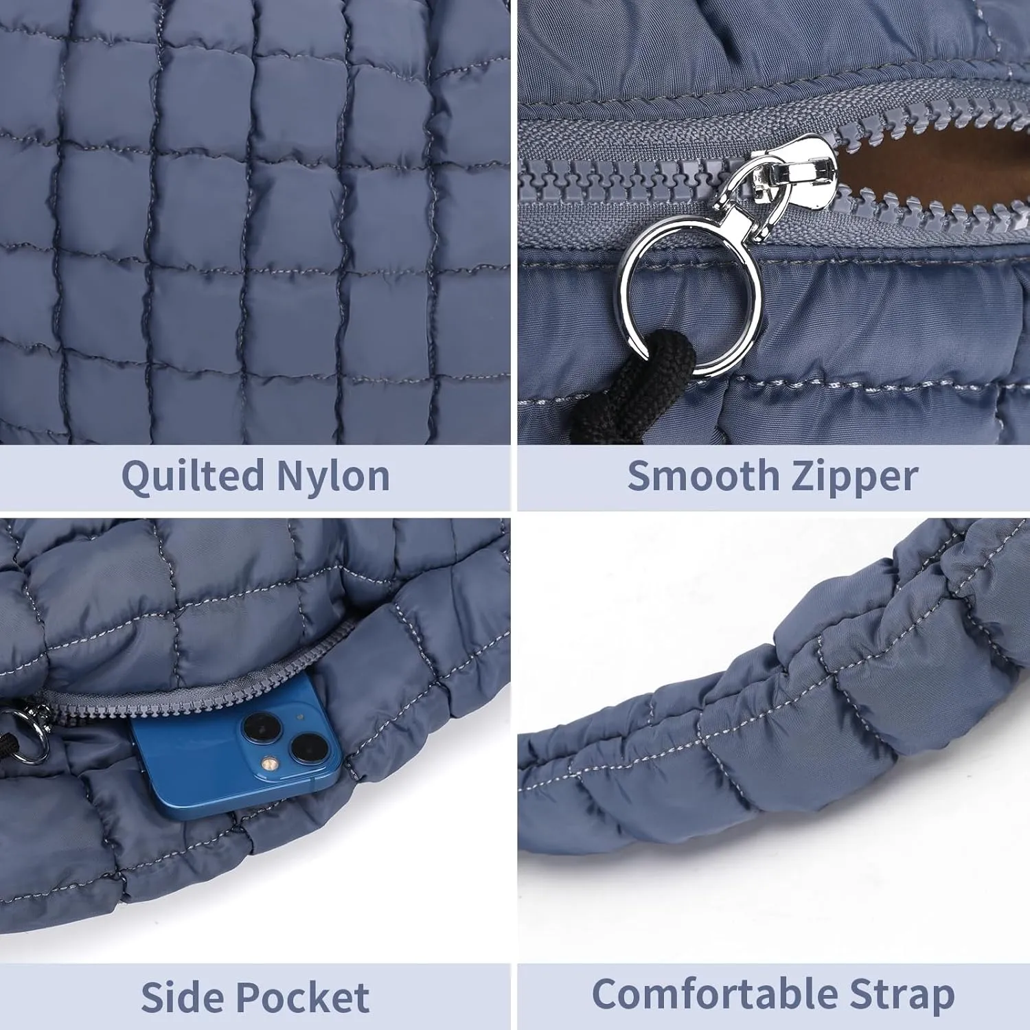 Puffer Tote Bag for Women Large Quilted Carryall Bag Soft Puffy Crossbody Lightweight Shoulder Handbags Work Travel