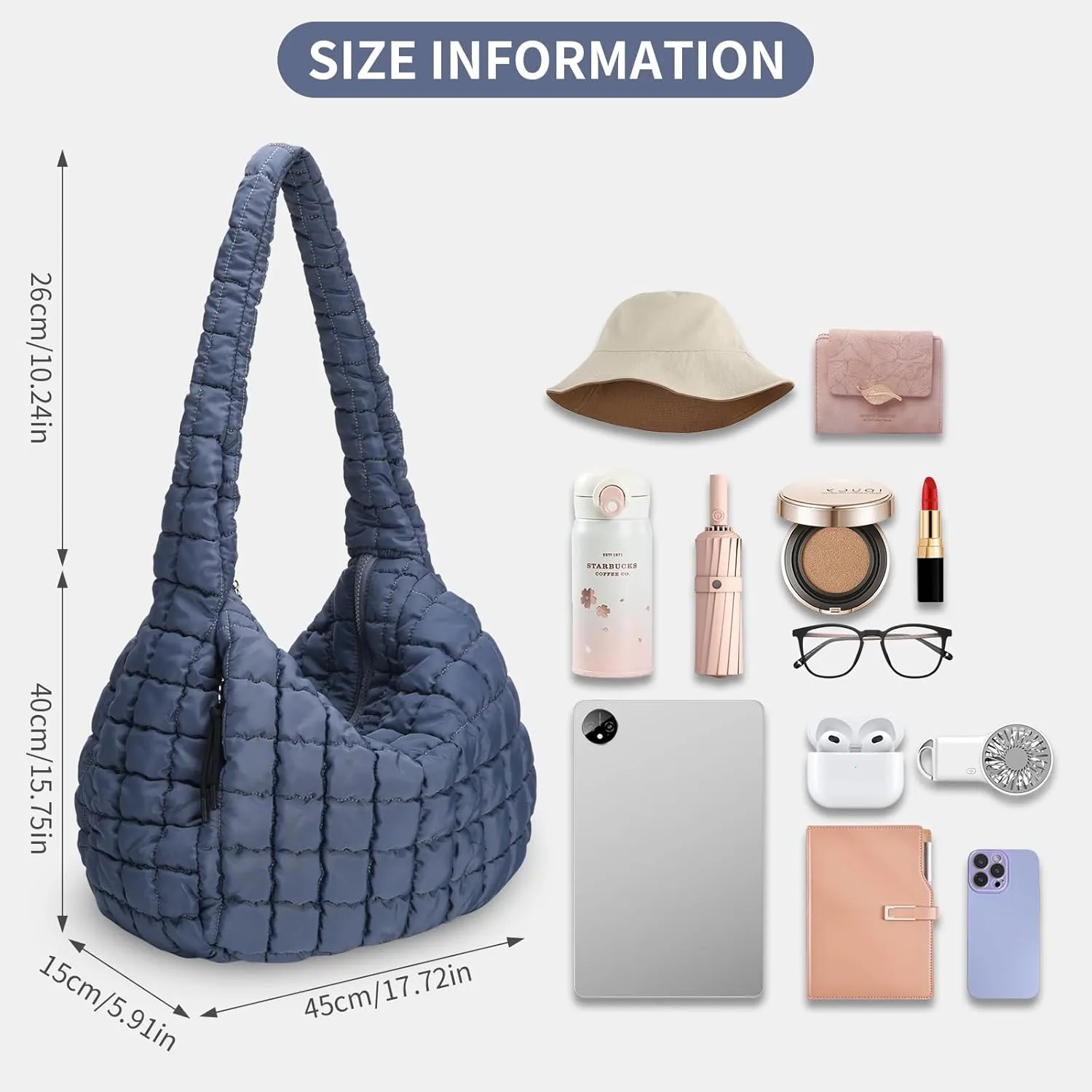 Puffer Tote Bag for Women Large Quilted Carryall Bag Soft Puffy Crossbody Lightweight Shoulder Handbags Work Travel