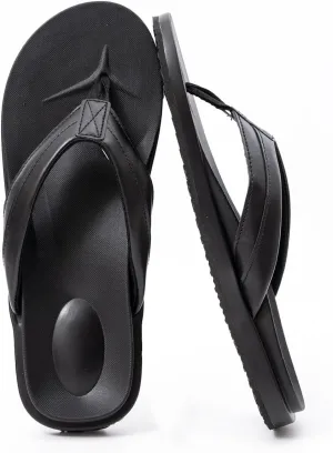 QIGEGE Flip Flop For Men with Arch Support Ultra Soft Cushion Footbed Slip On Lightweight Comfortable Thick Yoga Mat Thong Sandals Beach Thong Slides