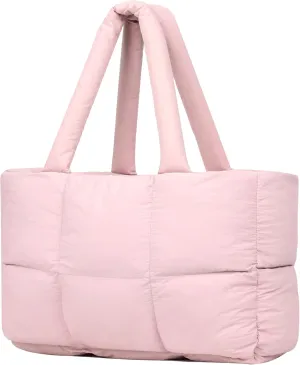 Quilted Puffer Tote Bag for Women Soft Puffy Handbags Purse Soft Lightweight Shoulder Bag