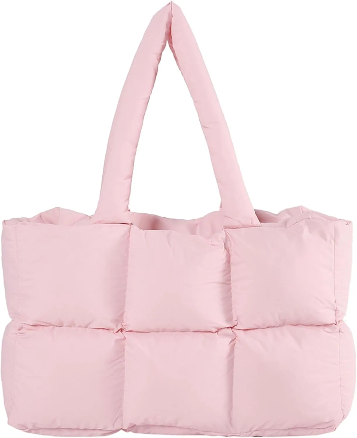 Quilted Puffer Tote Bag for Women Soft Puffy Handbags Purse Soft Lightweight Shoulder Bag