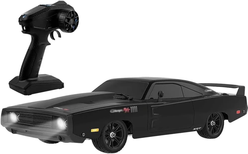 RC Drift Car 1/10 70KM/H Hobby Grade Racing Car Brushless 2.4G Full Proportional Retro Flat On-Road Racing LED Searchlight RC Vehicle 4WD ESC Metal Chassis ESP Gyro Truck for Adult (Black)