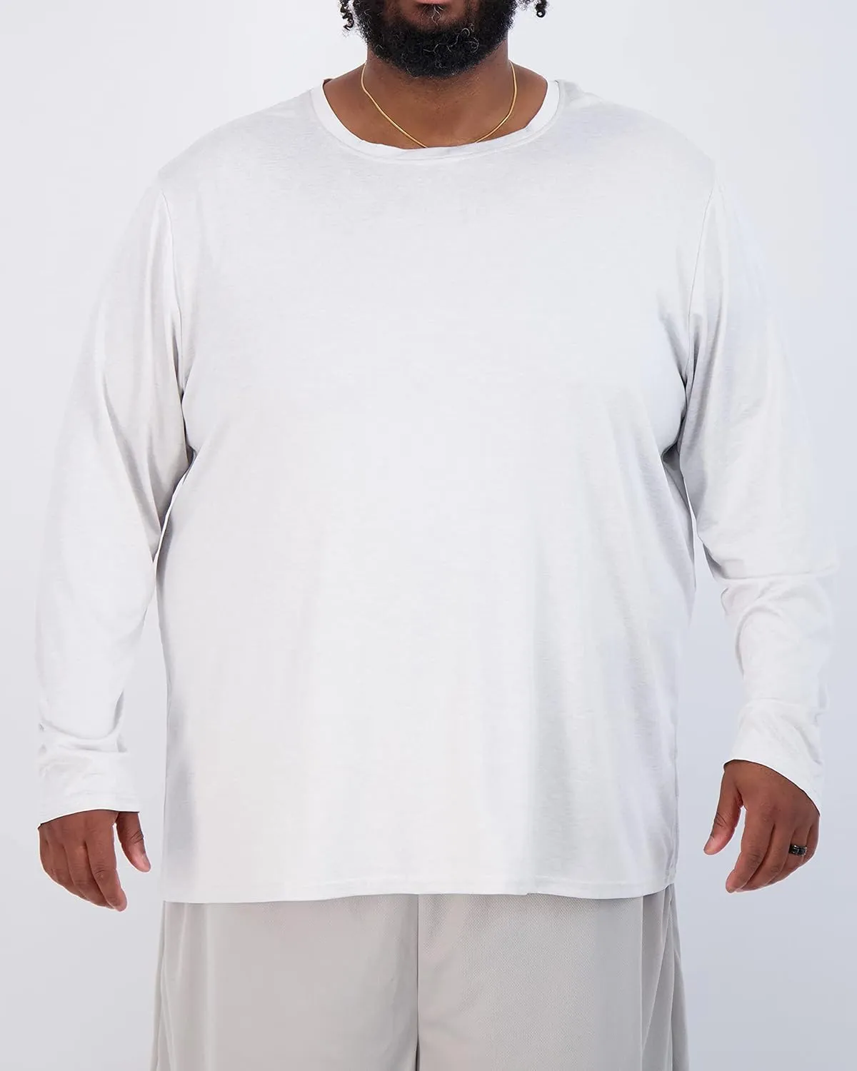 Real Essentials 3 Pack: Men’s Big & Tall Tech Stretch Long-Sleeve & Short-Sleeve Dry-Fit T-Shirt (3XT-5XT)