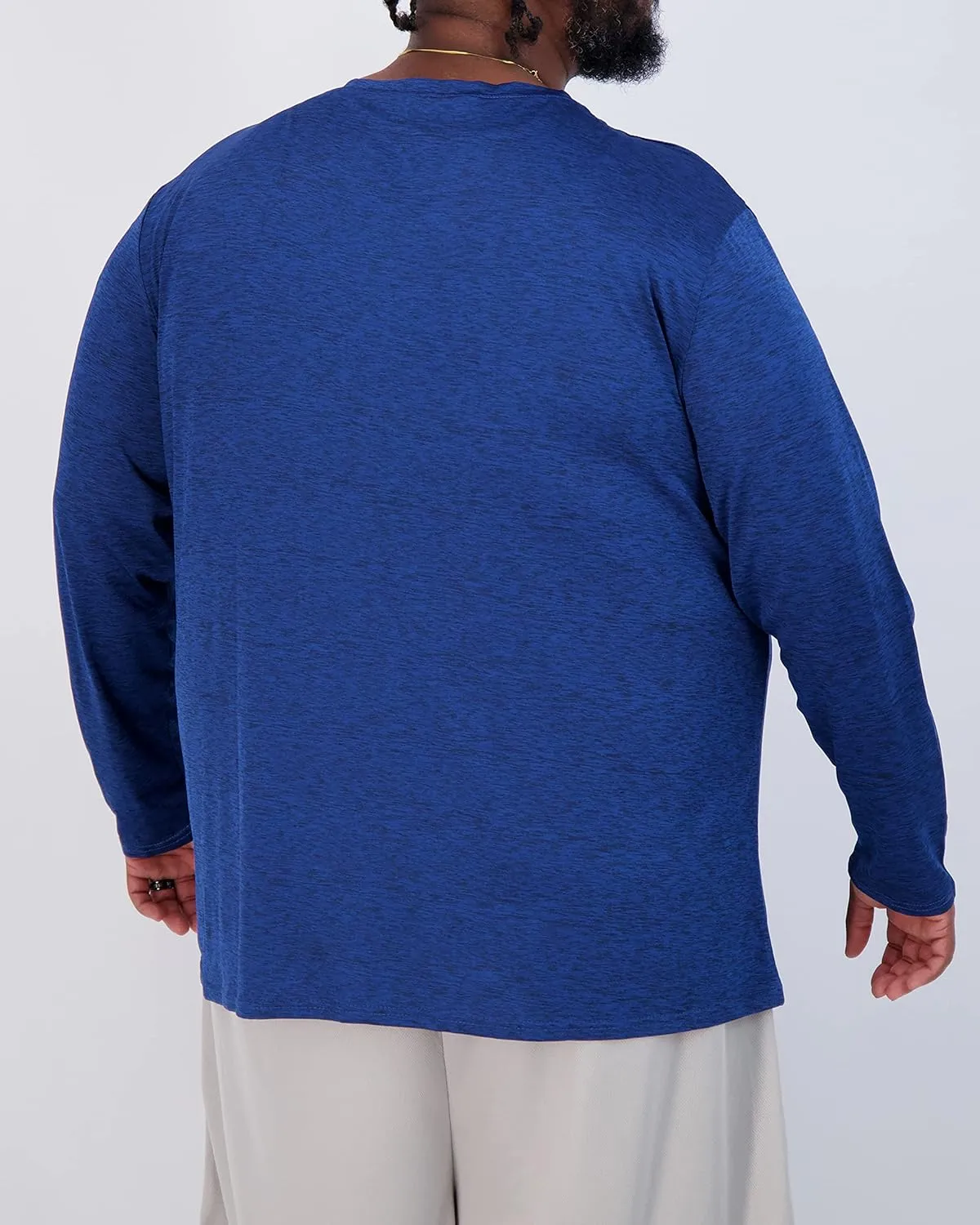 Real Essentials 3 Pack: Men’s Big & Tall Tech Stretch Long-Sleeve & Short-Sleeve Dry-Fit T-Shirt (3XT-5XT)