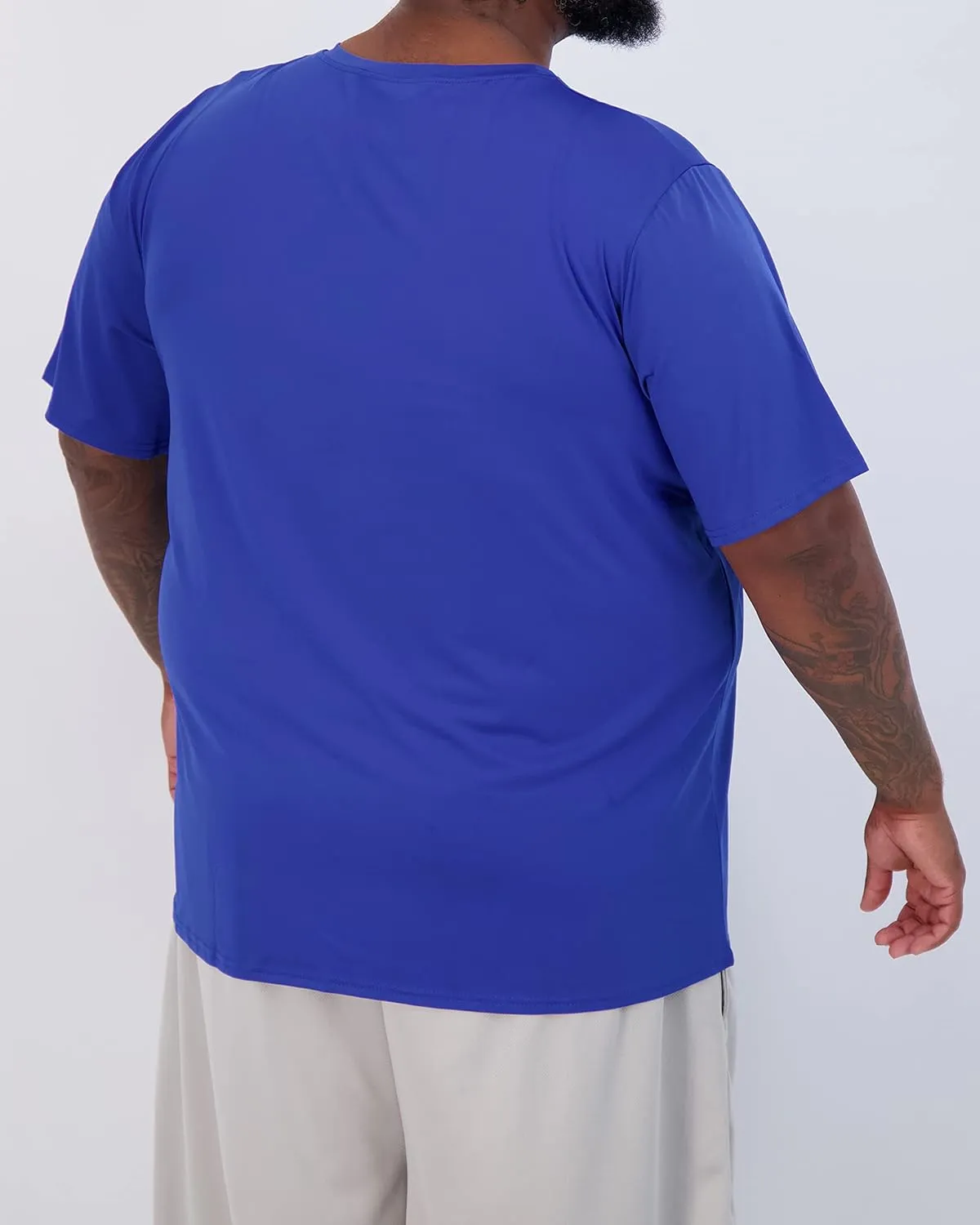 Real Essentials 3 Pack: Men’s Big & Tall Tech Stretch Long-Sleeve & Short-Sleeve Dry-Fit T-Shirt (3XT-5XT)