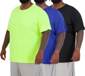 Real Essentials 3 Pack: Men’s Big & Tall Tech Stretch Long-Sleeve & Short-Sleeve Dry-Fit T-Shirt (3XT-5XT)