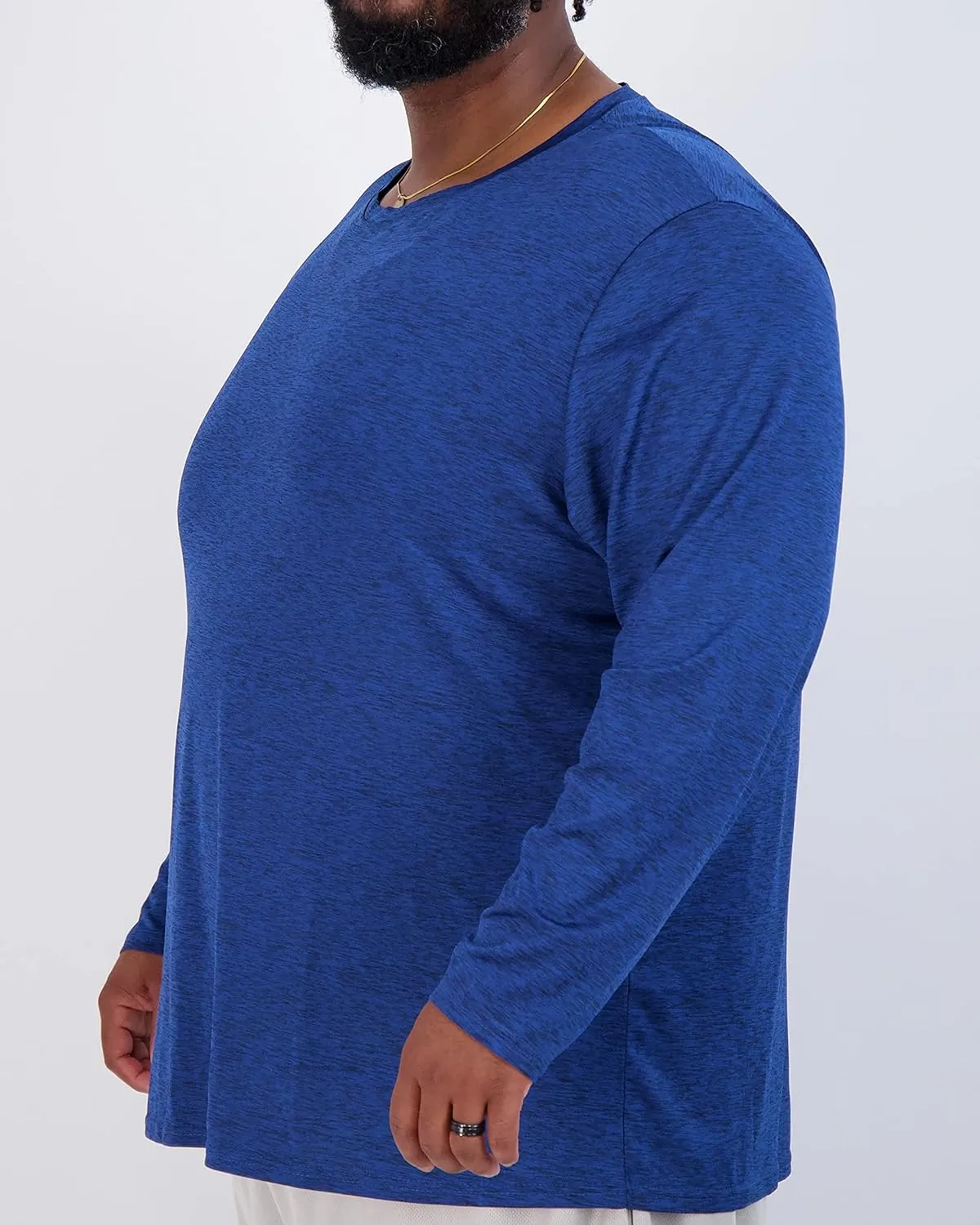 Real Essentials 3 Pack: Men’s Big & Tall Tech Stretch Long-Sleeve & Short-Sleeve Dry-Fit T-Shirt (3XT-5XT)