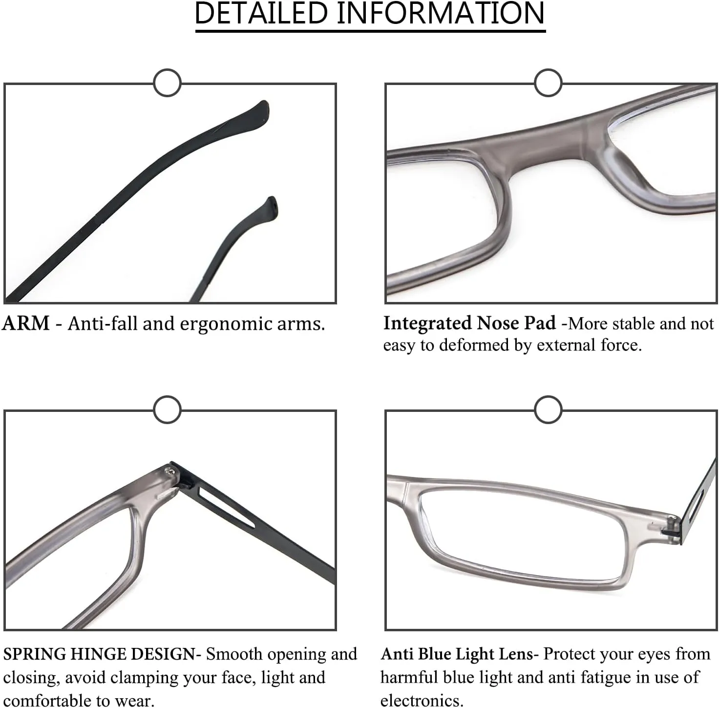 REAVEE Folding Reading Glasses for Men Women Blue Light Blocking Computer Thin Foldable Portable Readers Flat Case