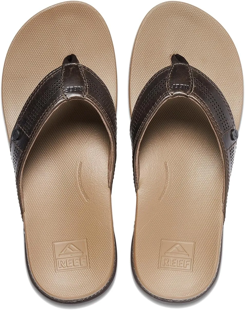 REEF Cushion Lux Men's Flip Flop, Ultra Soft Cushion Footbed, Full Grain Leather Strap