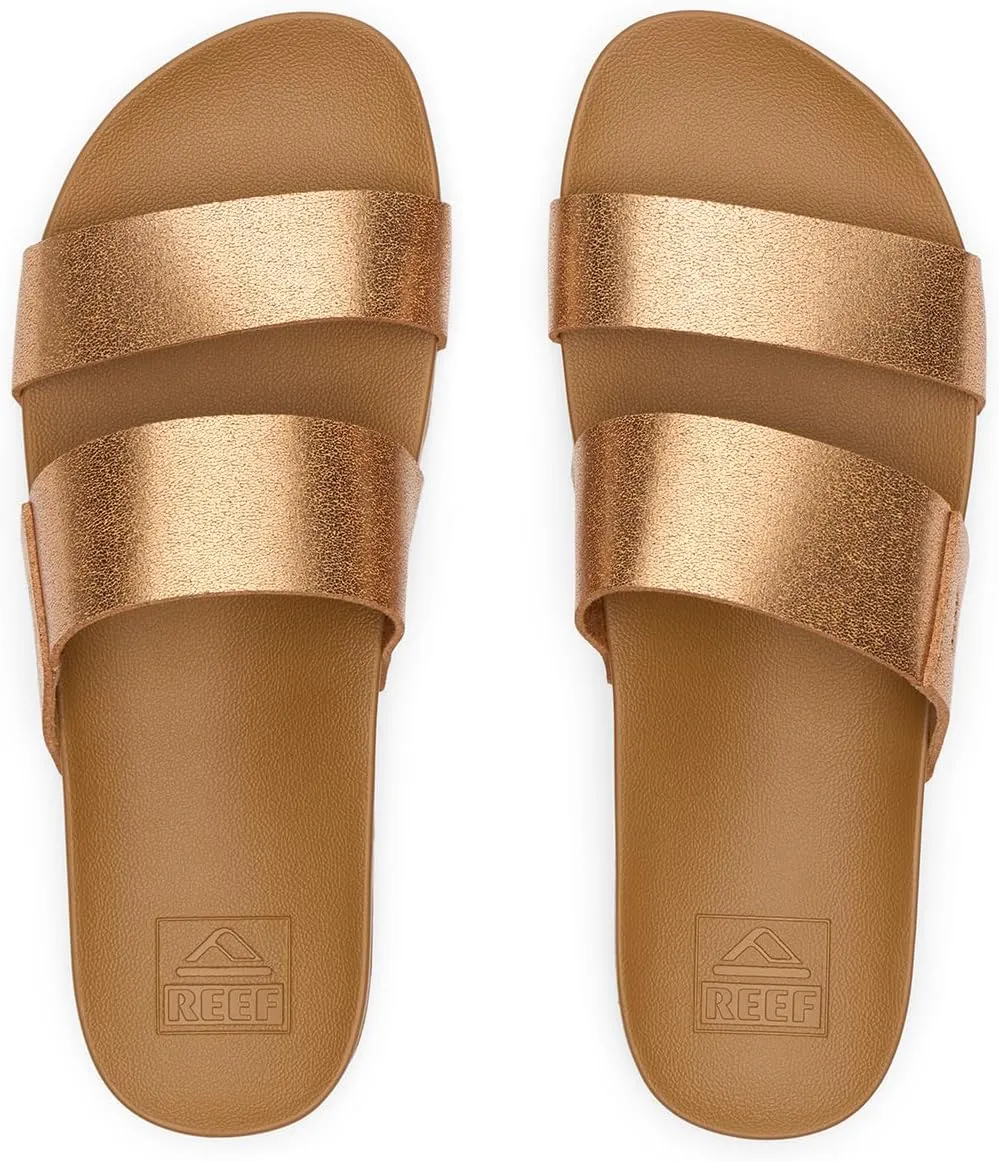 Reef Women's Vista Fashion Slide Sandal, Vegan Leather Strap, Ultra Soft Cushion Footbed