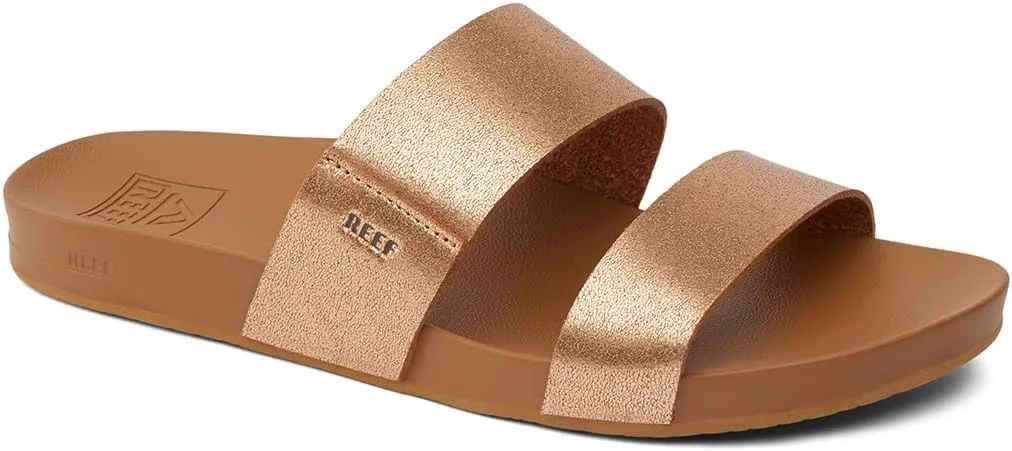 Reef Women's Vista Fashion Slide Sandal, Vegan Leather Strap, Ultra Soft Cushion Footbed