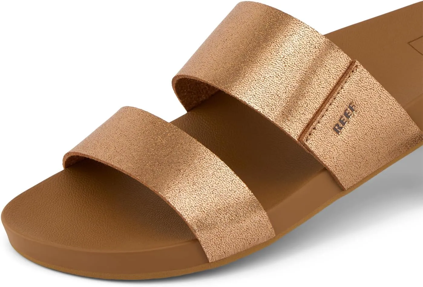Reef Women's Vista Fashion Slide Sandal, Vegan Leather Strap, Ultra Soft Cushion Footbed
