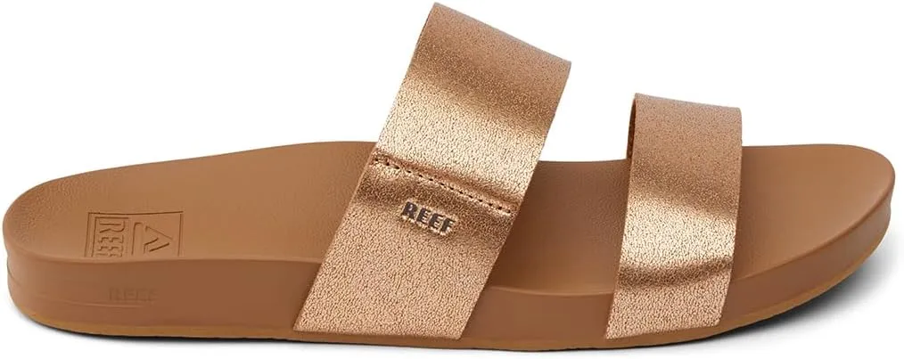 Reef Women's Vista Fashion Slide Sandal, Vegan Leather Strap, Ultra Soft Cushion Footbed