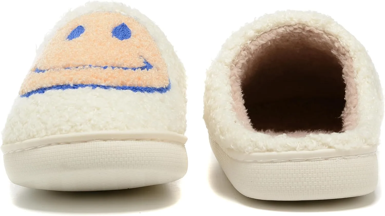 Retro Fuzzy Face Slippers Women Men Non-Slip Couple Style Casual Smile Face Slippers Retro Soft Fluffy Warm Home Lightweight Slip-on Cute Cozy Indoor Outdoor Memory Foam Face Slippers