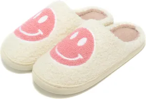 Retro Fuzzy Face Slippers Women Men Non-Slip Couple Style Casual Smile Face Slippers Retro Soft Fluffy Warm Home Lightweight Slip-on Cute Cozy Indoor Outdoor Memory Foam Face Slippers