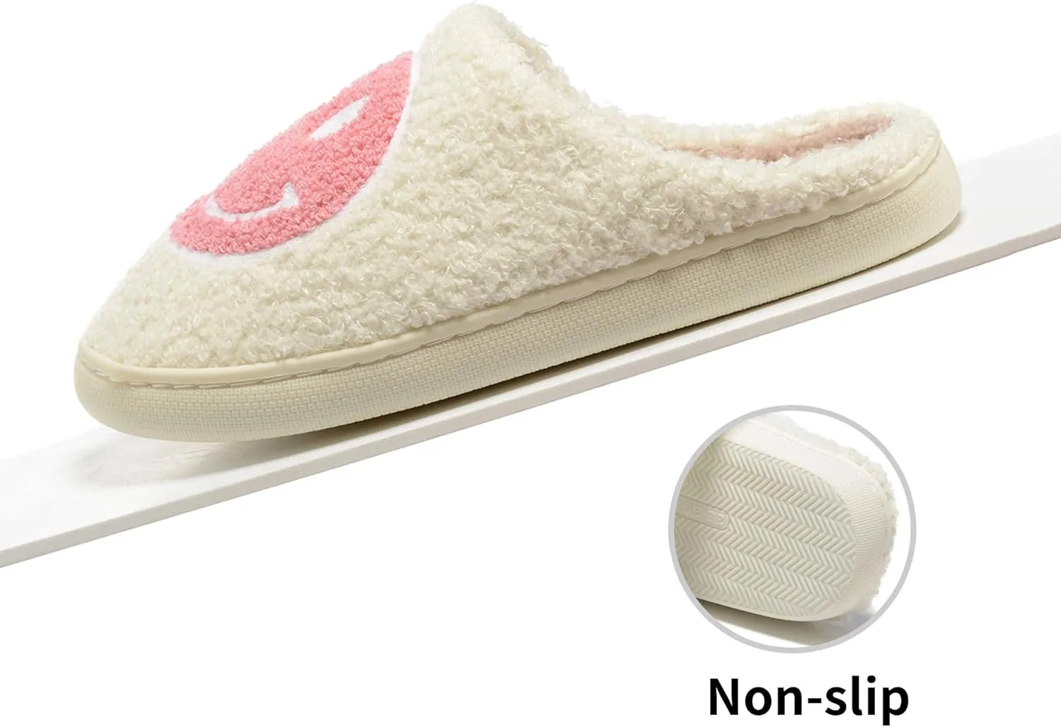 Retro Fuzzy Face Slippers Women Men Non-Slip Couple Style Casual Smile Face Slippers Retro Soft Fluffy Warm Home Lightweight Slip-on Cute Cozy Indoor Outdoor Memory Foam Face Slippers