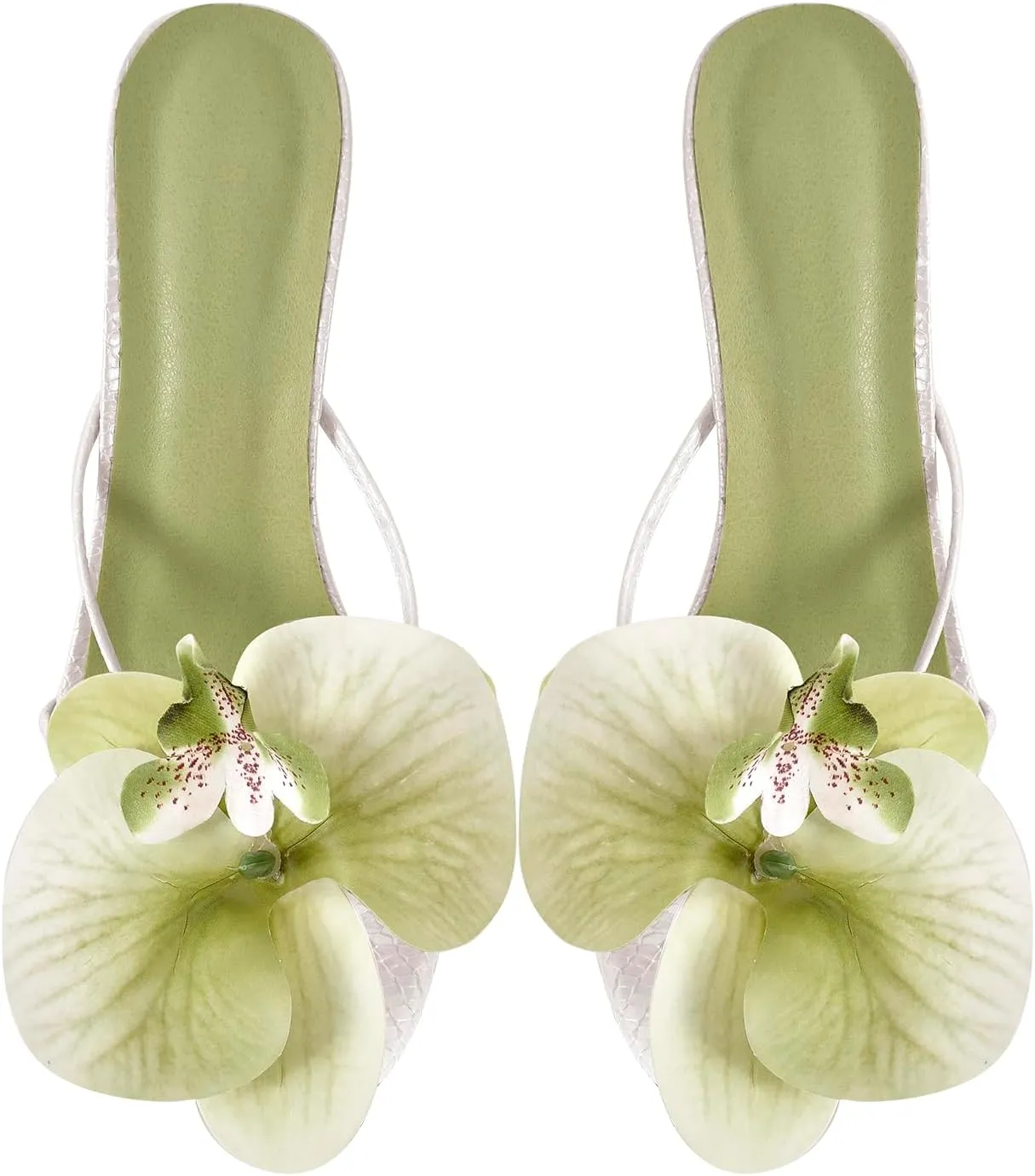 richealnini Orchid Heels for Women Slip On Clear Heels