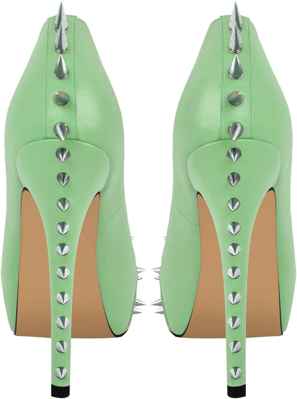 richealnini Women's Platform Pumps with Rivets Heel Slip On Studded Stiletto High Heels Wedding Shoes