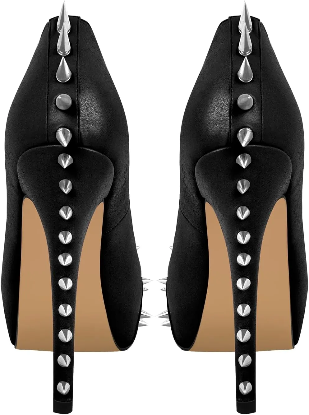 richealnini Women's Platform Pumps with Rivets Heel Slip On Studded Stiletto High Heels Wedding Shoes