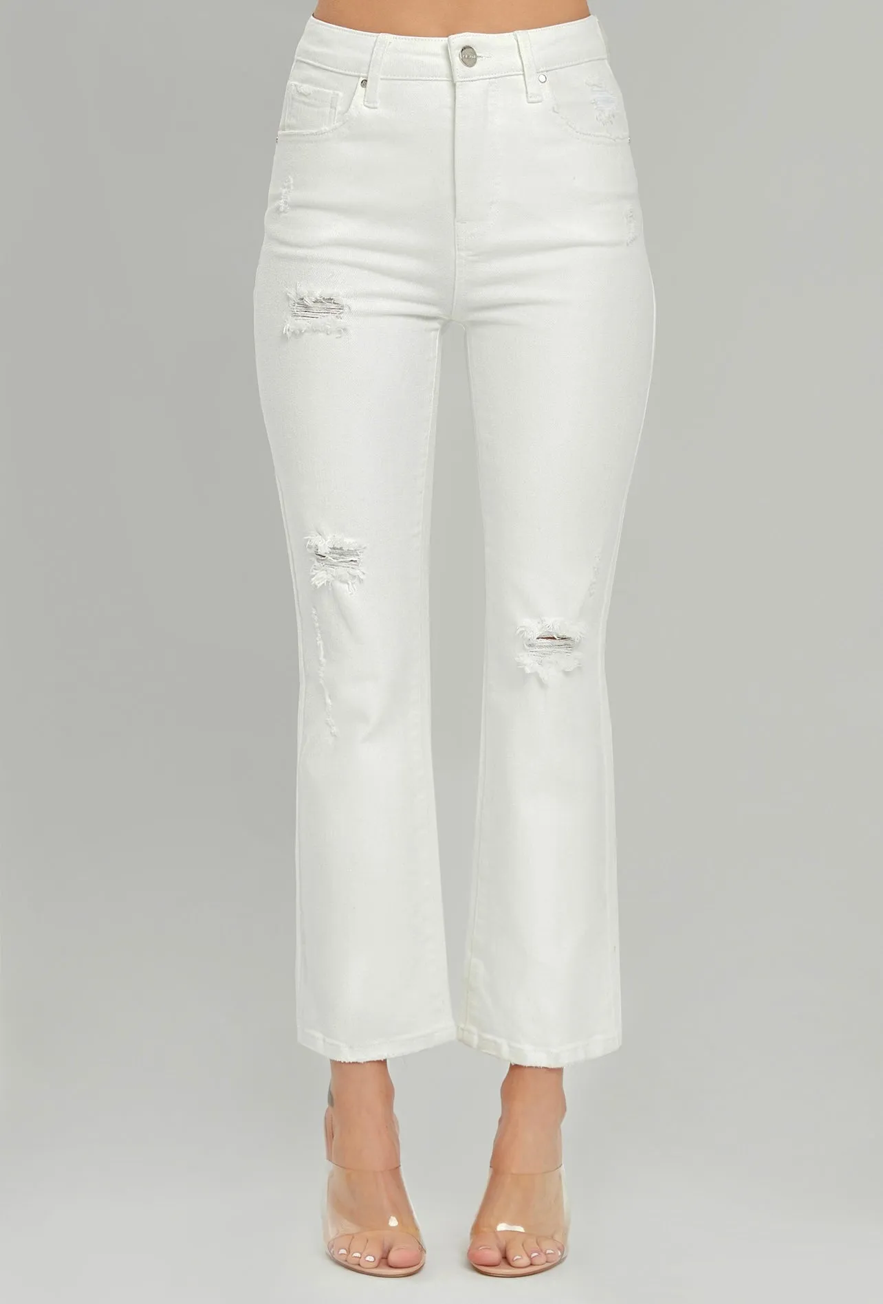 Risen White Distressed Denim
