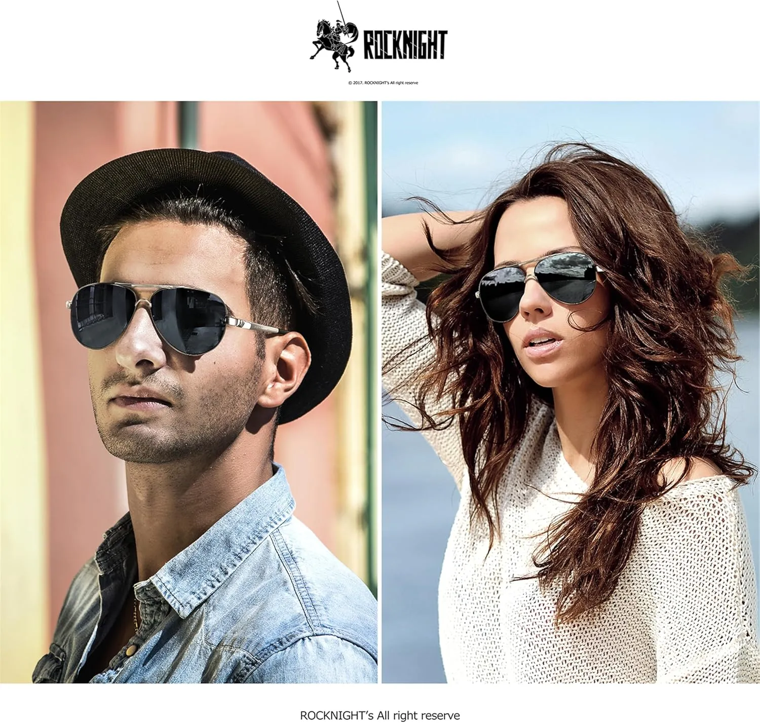 ROCKNIGHT Polarized Aviator Sunglasses for Men Women Metal Flat Top Sunglasses lightweight Driving UV400 Outdoor 58mm