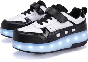 Roller Skate Shoes for Boys and Girls Kids LED Light Up Fashion Sneakers with Rechargeable and Detachable Wheels The Gift for Party Birthday Christmas Day