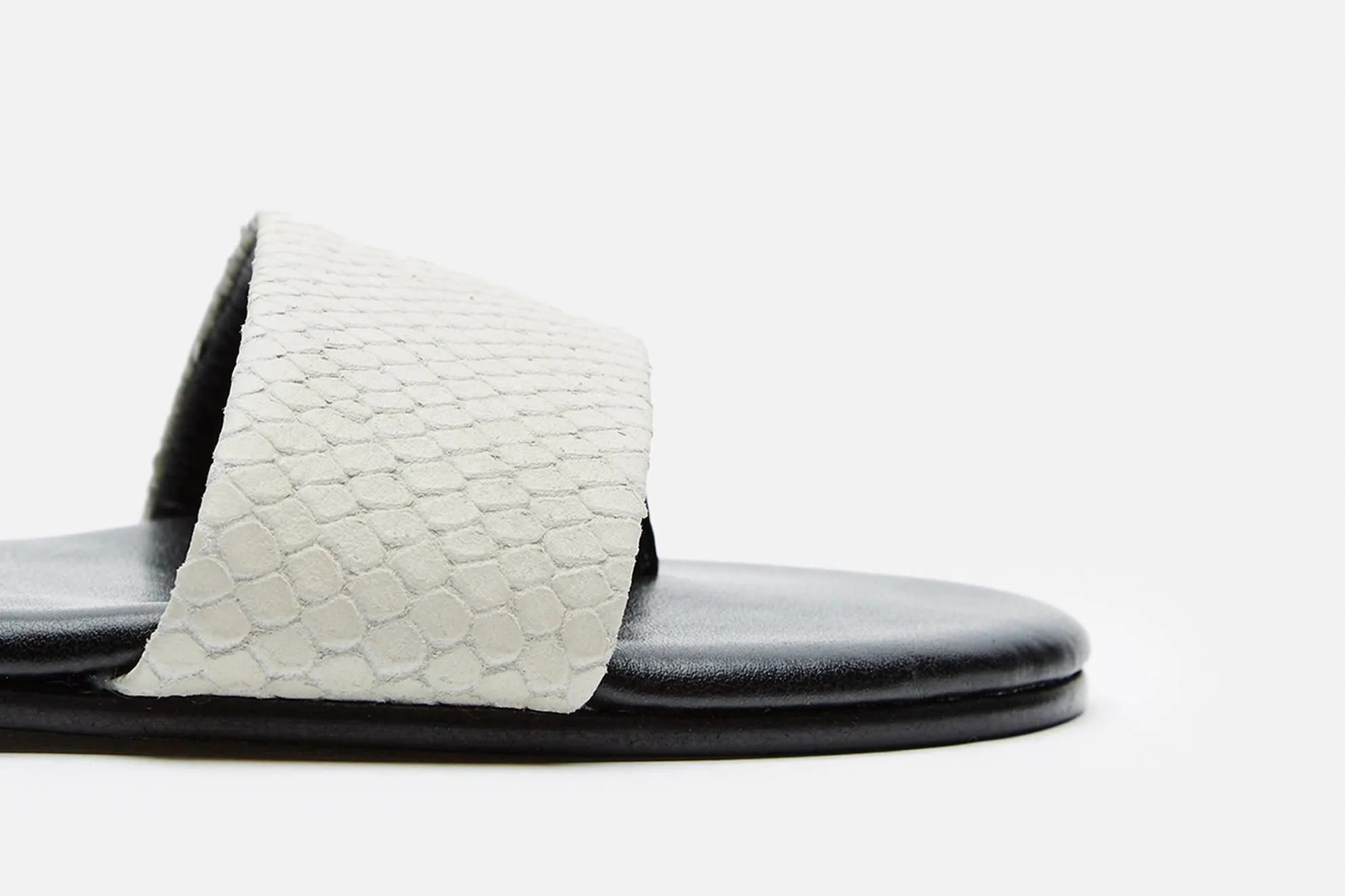 Roma Sandal - Off White Embossed Snake
