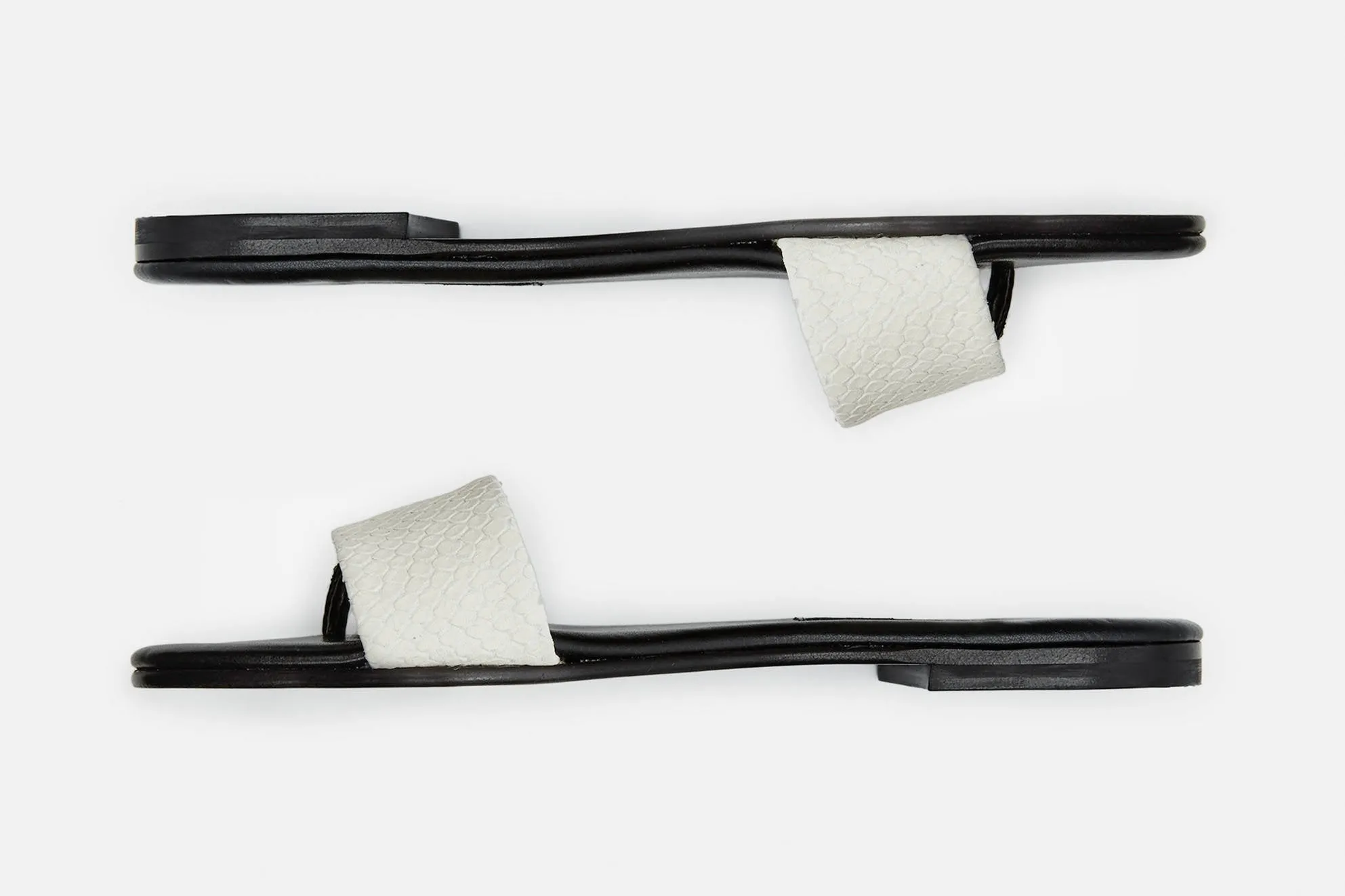 Roma Sandal - Off White Embossed Snake