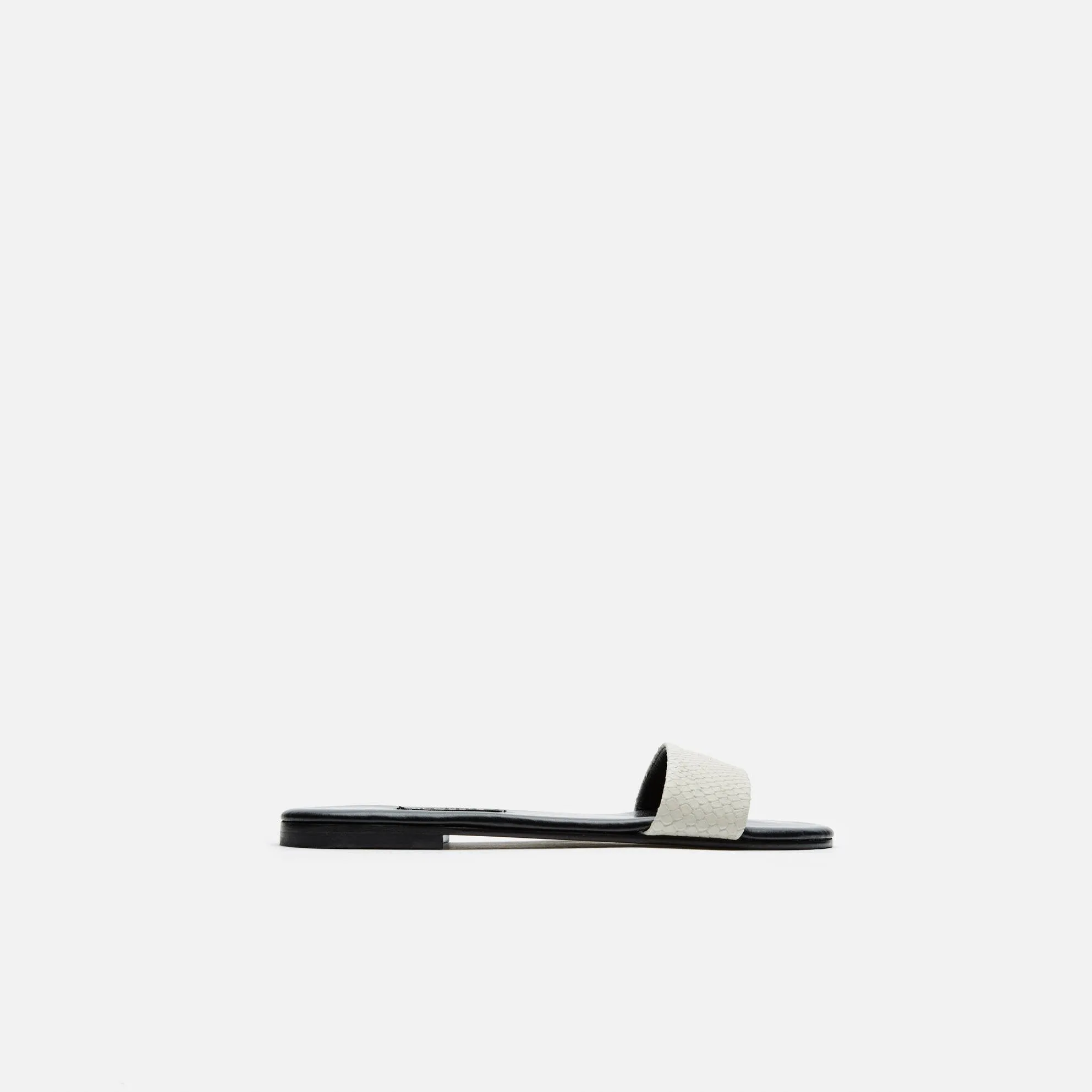 Roma Sandal - Off White Embossed Snake