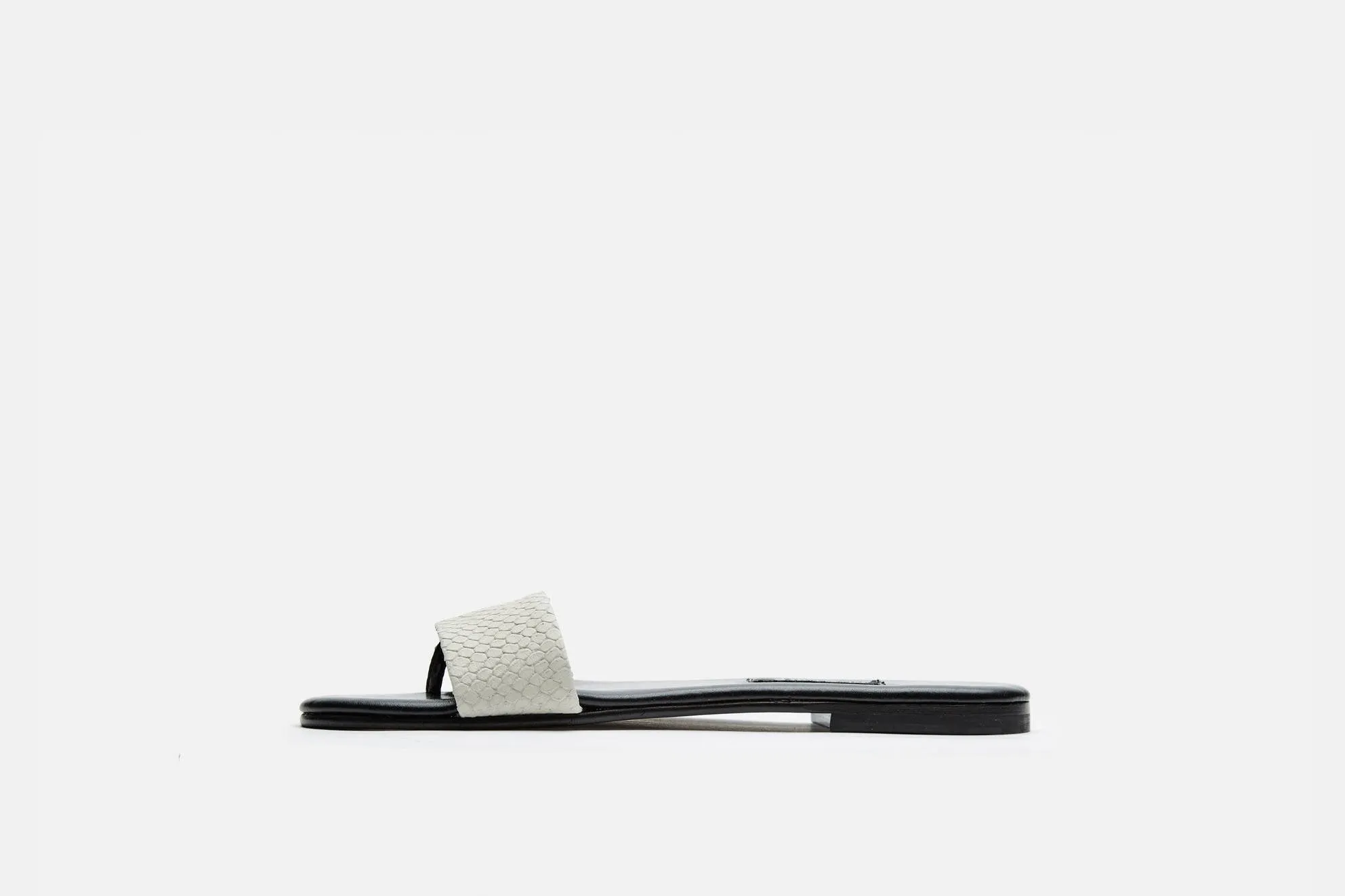 Roma Sandal - Off White Embossed Snake