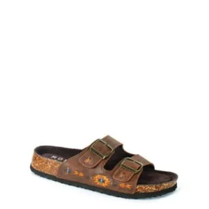 Roper Womens Delilah Slide Tan Leather Aztec