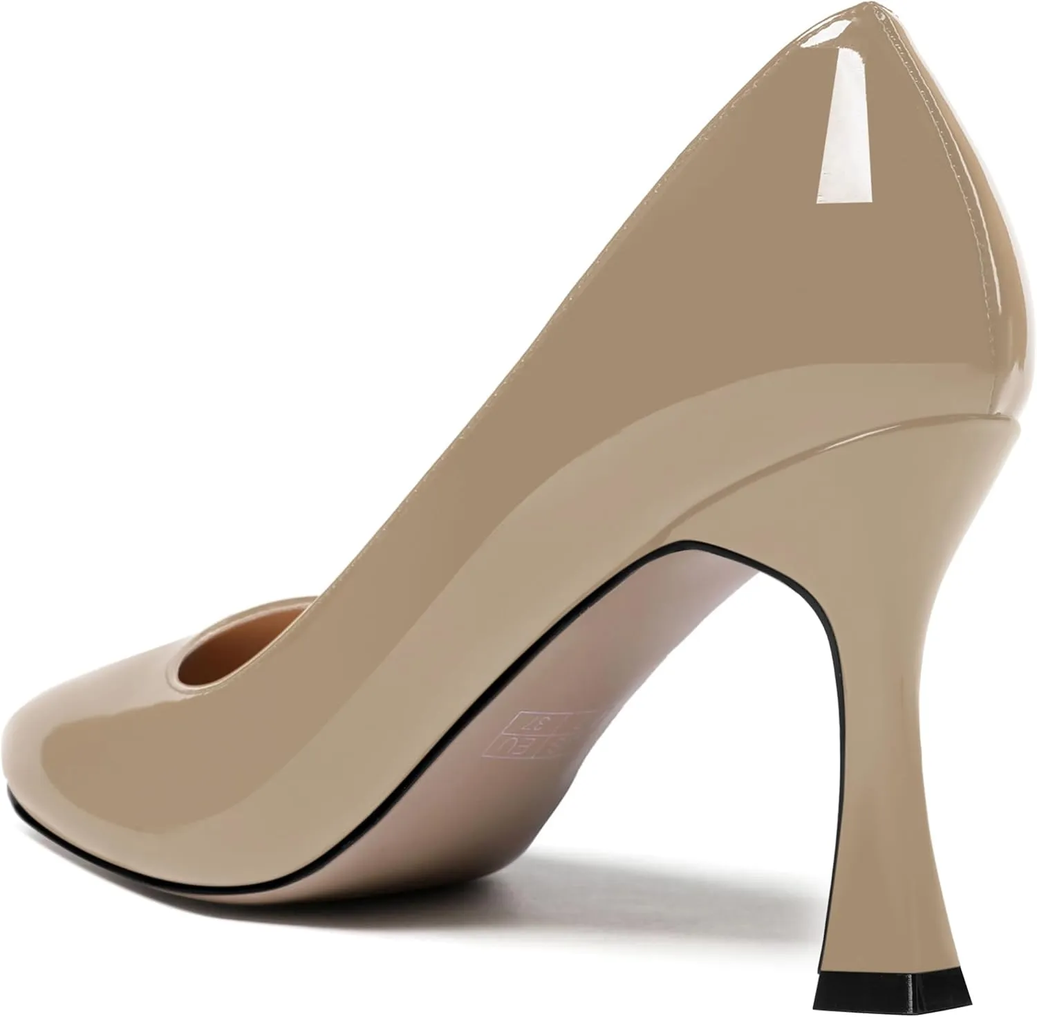 ROSERWISH Womens Party Patent Stylish Slip On Fashion Round Toe Stiletto High Heel Pumps Shoes 3.3 Inch