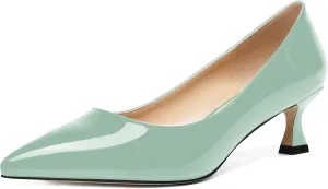 ROSERWISH Womens Patent Pointed Toe Slip On Work Fashion Casual Kitten Low Heel Pumps Dress Shoes 2 Inch