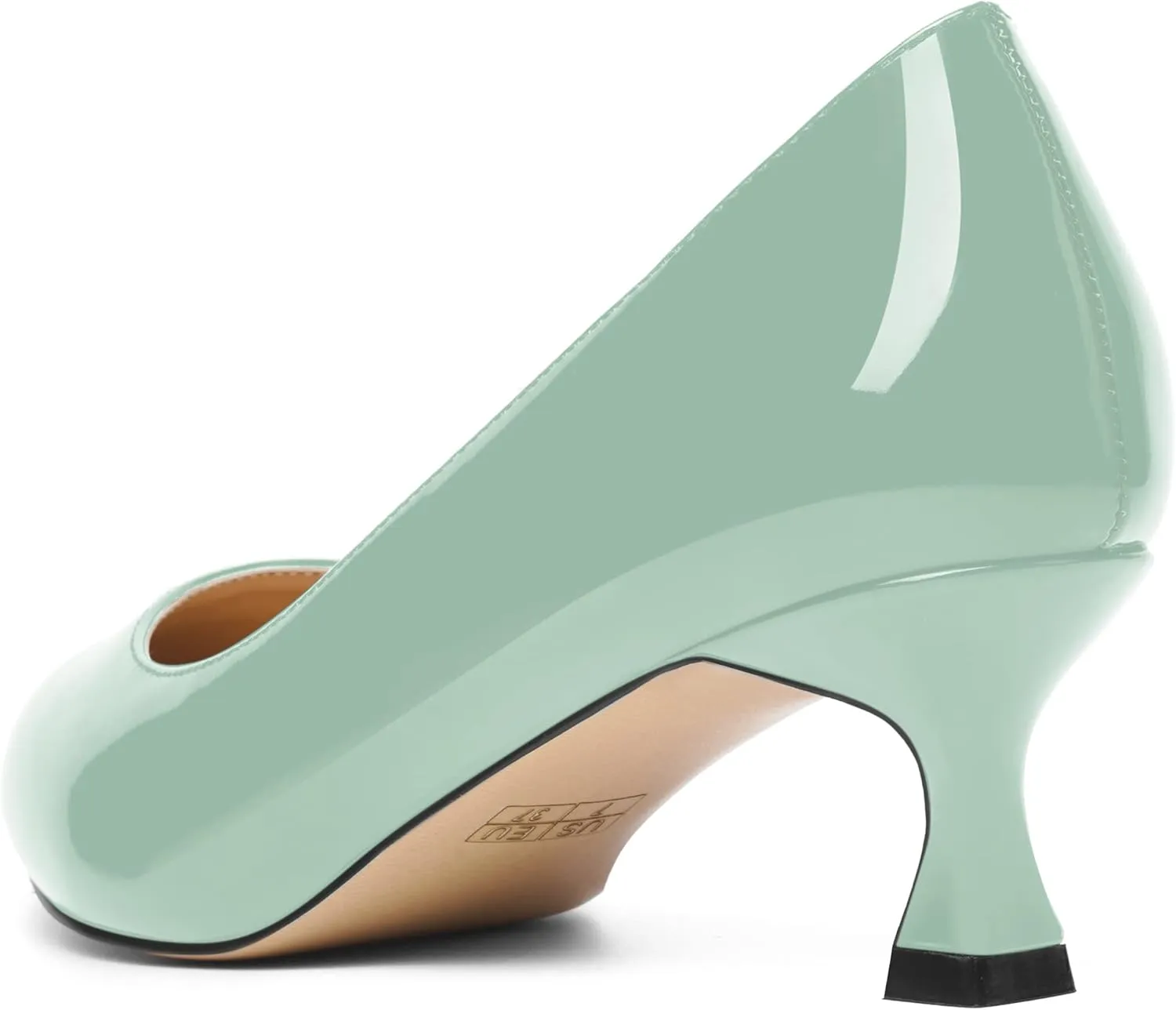 ROSERWISH Womens Patent Pointed Toe Slip On Work Fashion Casual Kitten Low Heel Pumps Dress Shoes 2 Inch