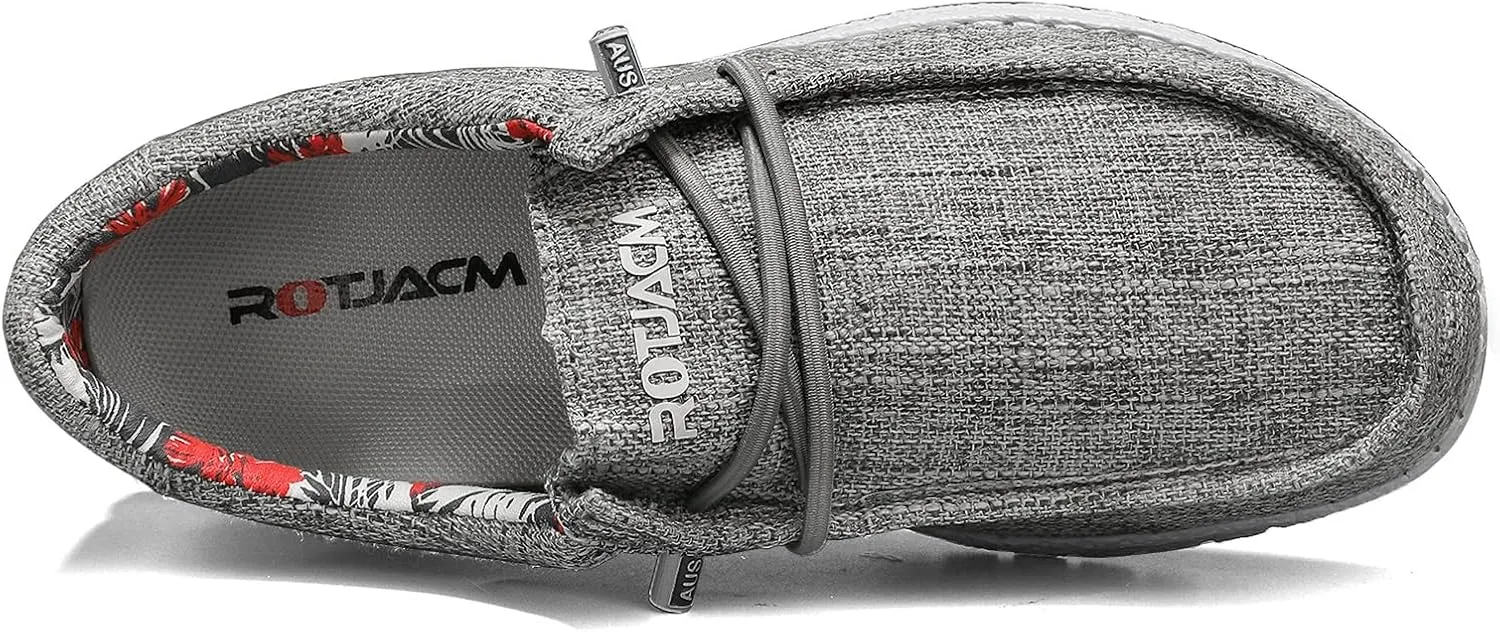 ROTJACM Women's Slip on Cloth Shoes with Arch Support,Plantar Fasciitis Loafers Canvas Comfort Wide Moc-Toe Light Weight Shoes